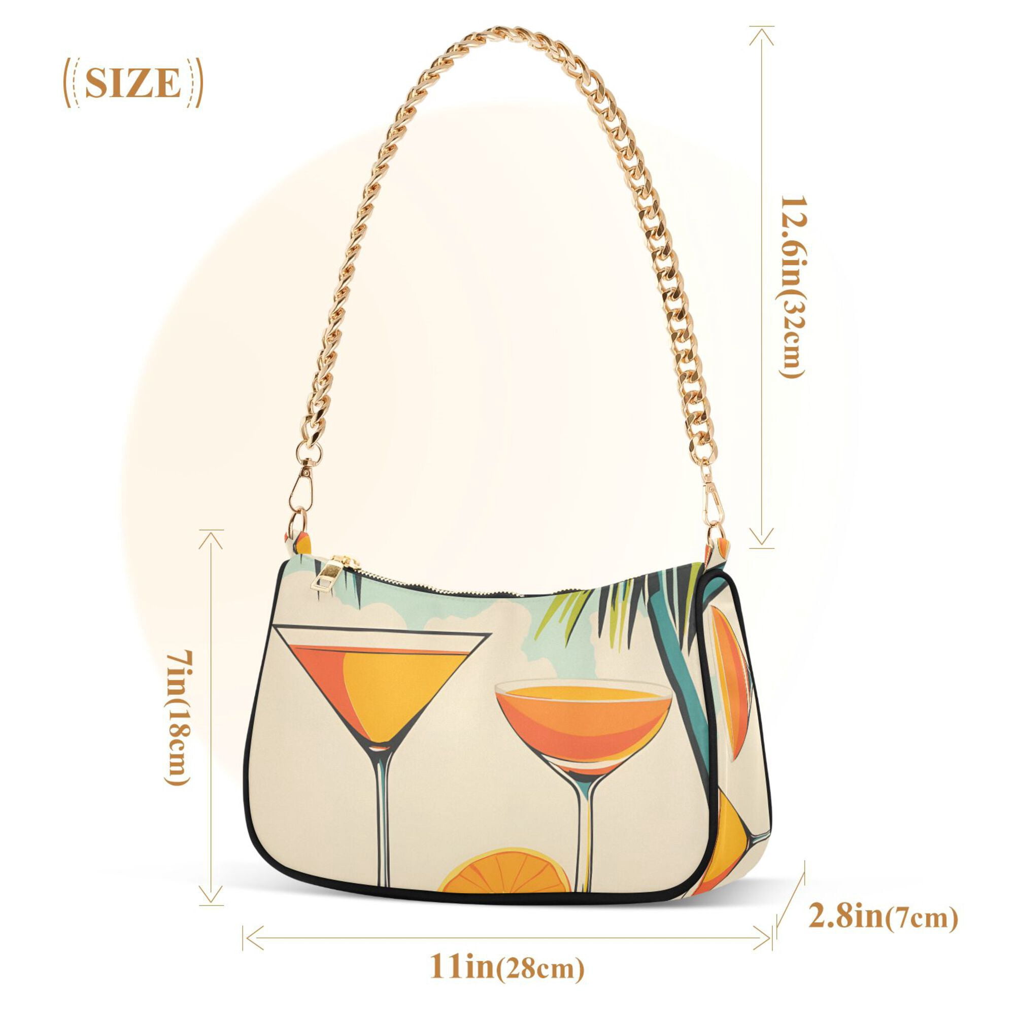 FORMRS Womens Shoulder Bag with Chain Strap Clutch Purse Cute Tote Handbag, Mid Century Glasses