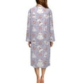 thumbnail image 2 of Yuyamidu Cute Ghost Long Sleeve Robes for Women Skull Round Neck Loungewear Casual Bathrobe Sleepwear Halloween Mid-Length Night Robe Size S Soft Zipper Front Housecoat, Purple, 2 of 7