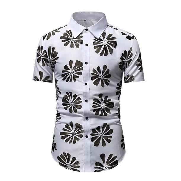Camisa de manga corta con botones informales para hombre Pompotops oipoqjl48926