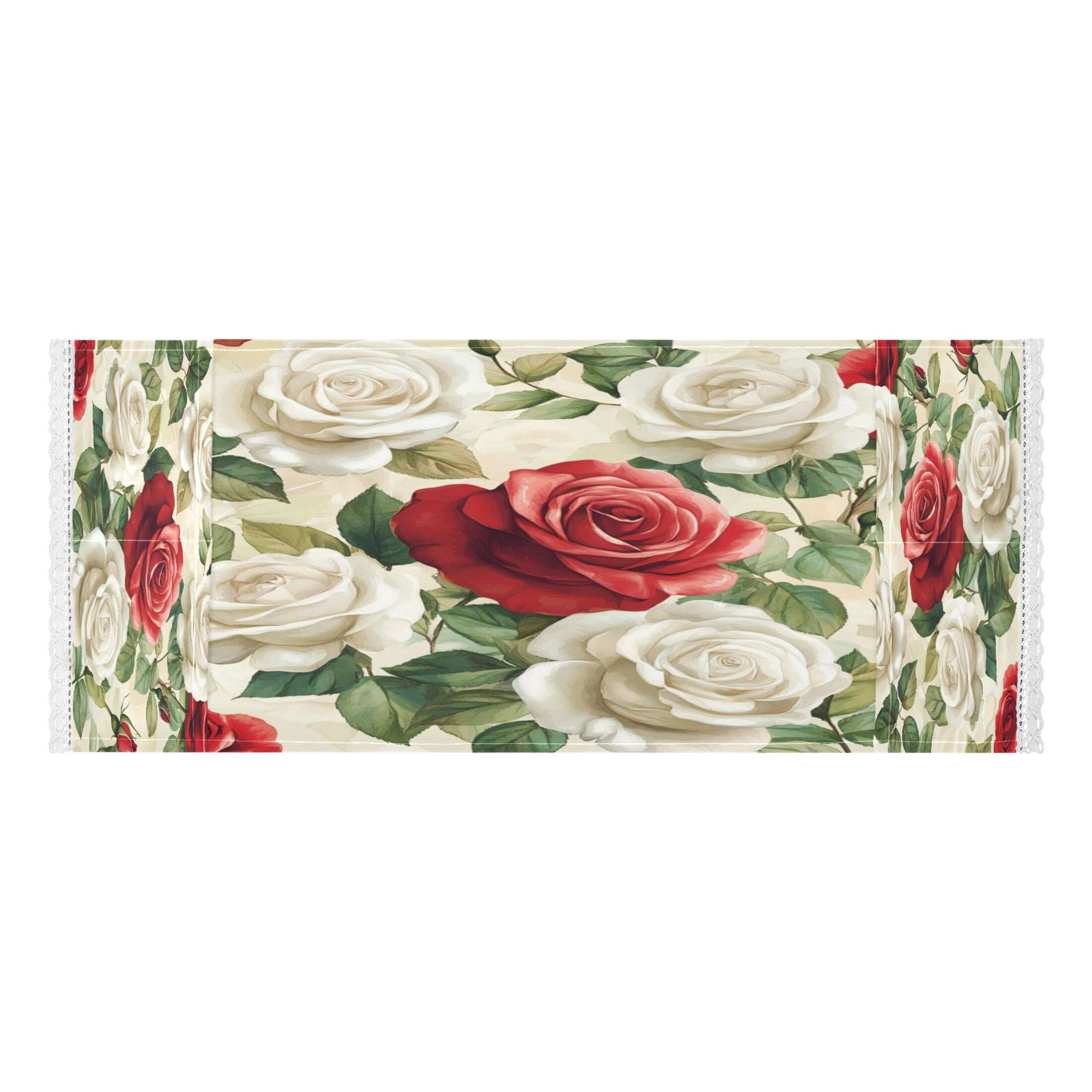 WOBOGO Red White Rose Pattern Washing Machine Cloth Dryer Refrigerator Top Cover Protective Non-Slip Mat For Kitchen Laundry