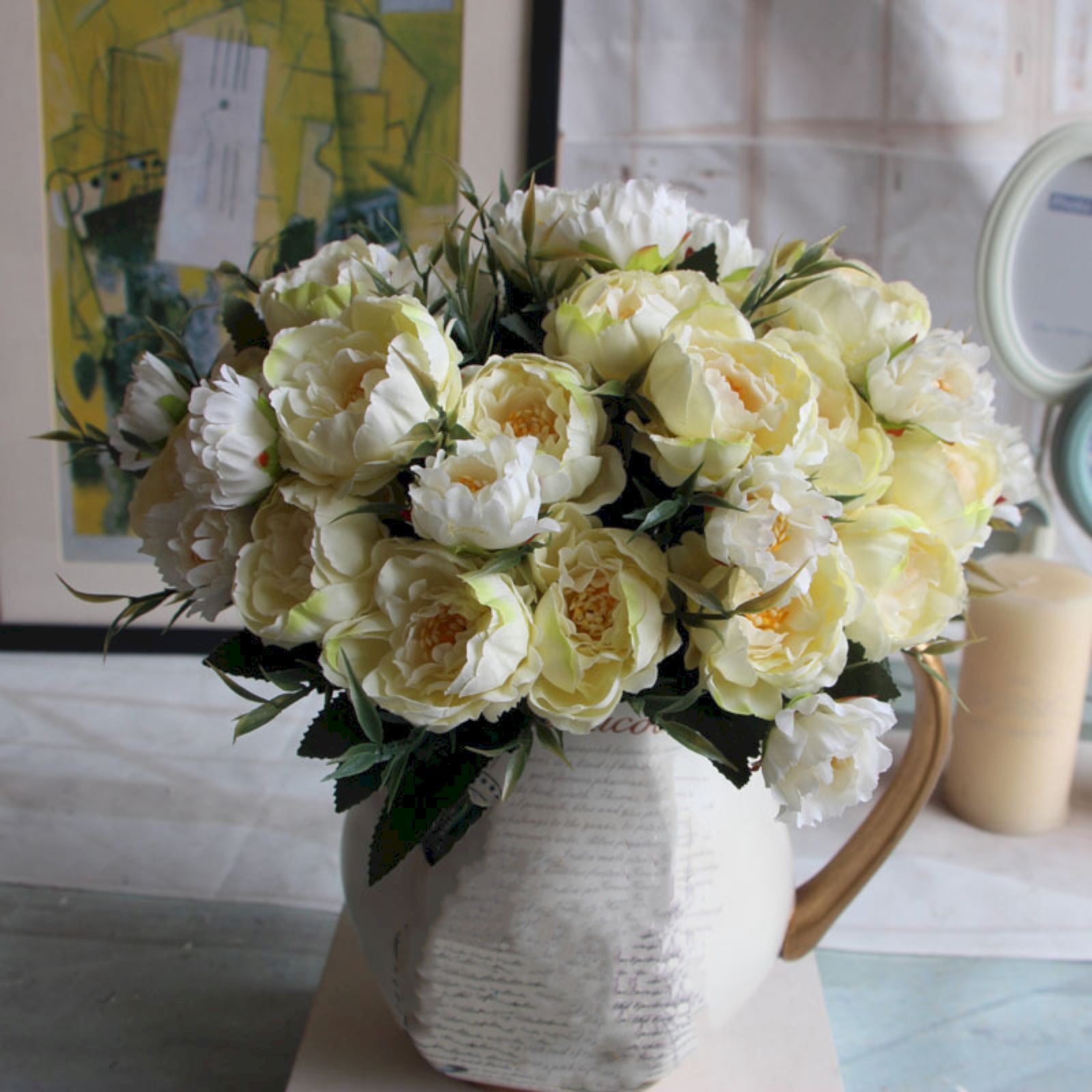 Clearance! Artificial Peony Flowers Peony Flowers Faux Peonies with Hydrangea Flower Bouquets for Wedding Home Decor Floral Arrangements Table Centerpieces