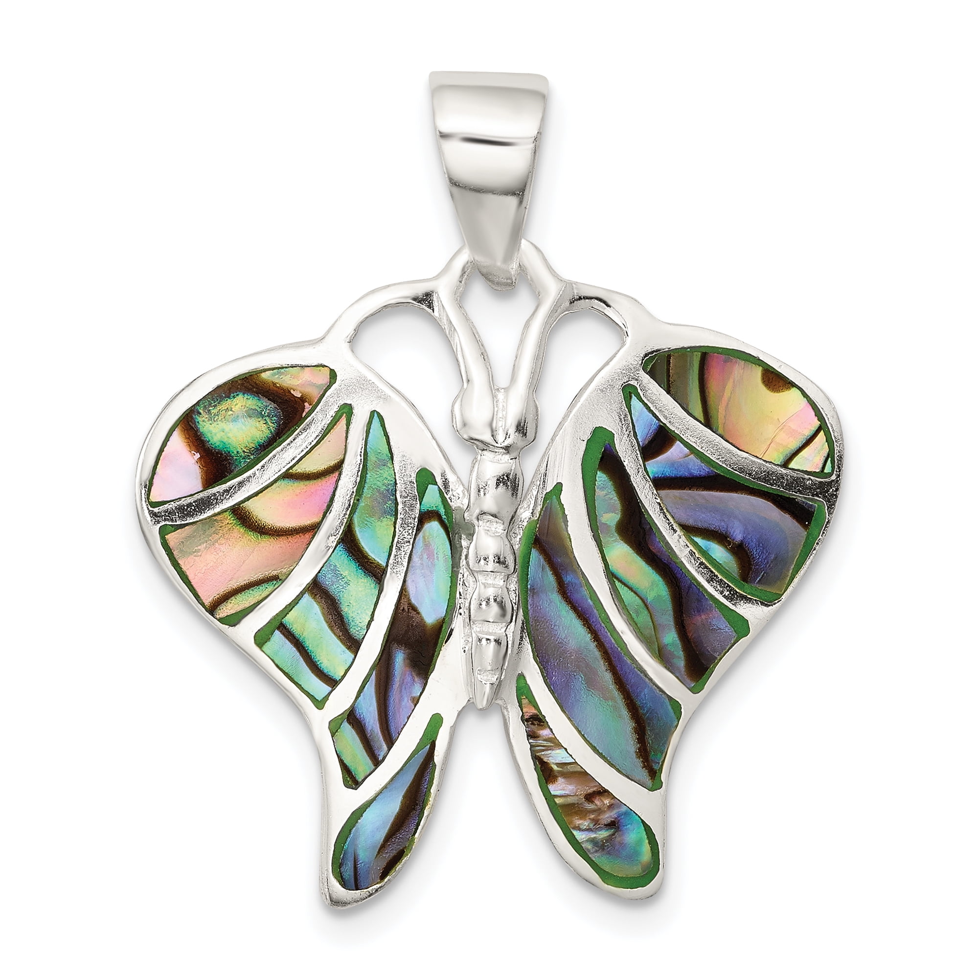 925 solid Sterling Silver Butterfly with Abalone wings pendant