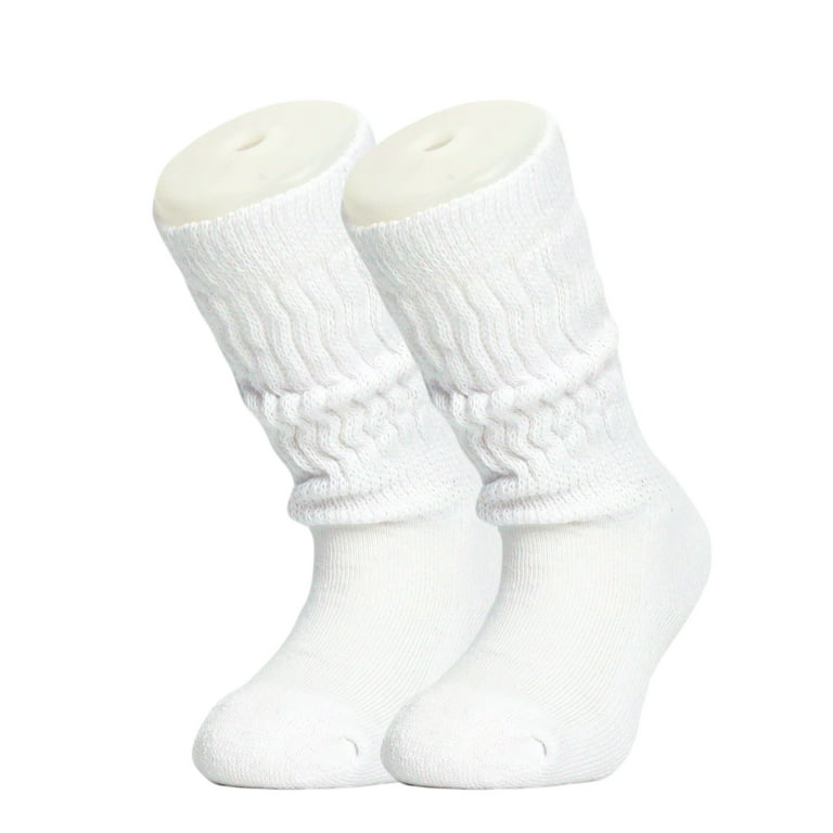 Slouch Socks for Kids Cotton Long and Heavy White 1 Pair 9-12 Years Old