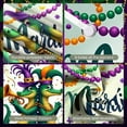 thumbnail image 4 of Purple Gold Green Mardi Gras Banner Feather Decor Carnival Display Beaded Garland Masquerade Mask Festive Backdrop for Carnival Party Mardi Gras Celebration Masquerade Ball, 4 of 9