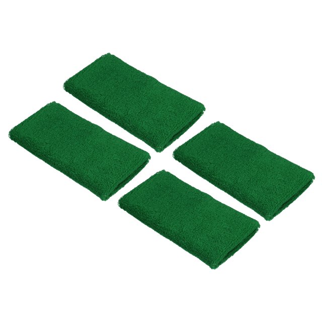 Unique Bargains Bracelets de Sport 8x15cm Absorbants en Éponge, Vert Foncé 4 Pack
