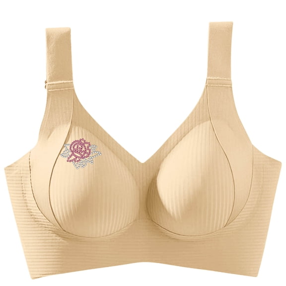 Penkiiy Women's Embroidered Rhinestones Pattern Sports Bra - Non-Wired Support, Comfort Everyday Light Support