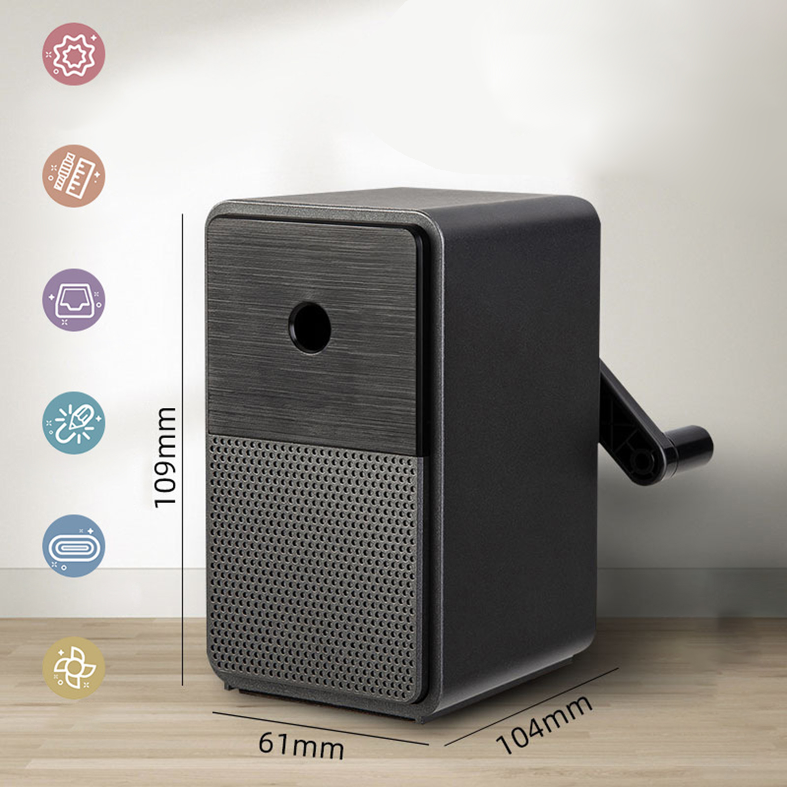 Hand Crank Pencil Sharpener, 5 Speed Pencil Sharpener Rotary, for 6.9-8mm Pencils Colored Pencil