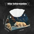 thumbnail image 6 of Lsque Starry Sky Sleep White Bear Printed Long Tissue Box Cover Holder, Facial Paper Organizer Dispenser,Triangle with Bottom Belt, PVC Leather Decorative Organizer, 6 of 9