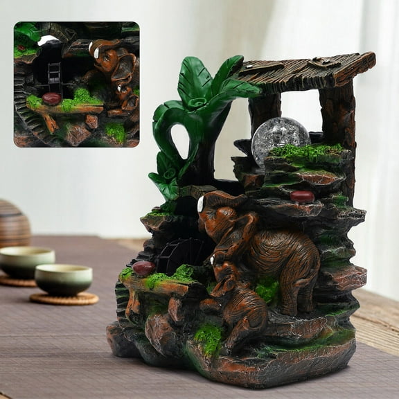 Mini Feng Shui Rockery Fountain, Desktop Waterfall Water Sound Decor for Indoor
