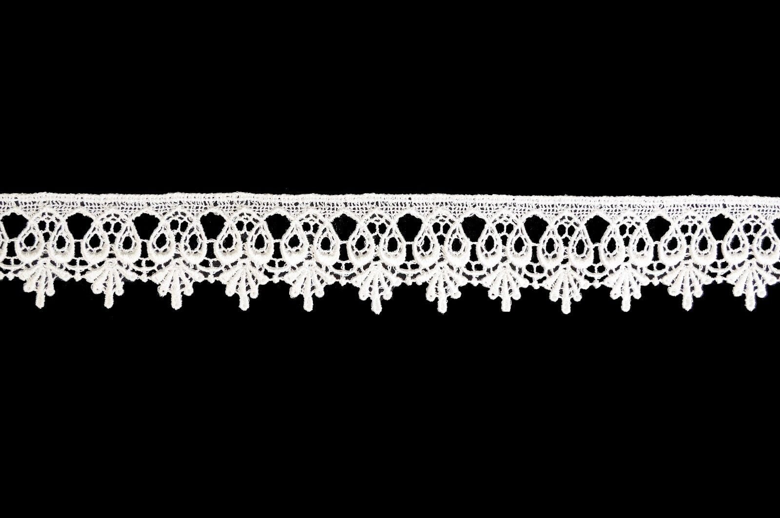 Lily 1" White Ruffled Gathered Raschel Lace Trim Sewing Notion DIY Wholesale Lot