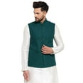 thumbnail image 1 of eloria Men Embroidered Green Nehru Jacket for Partywear Festival Waistcoat Indian Vest Blazer Embroidery Design, 1 of 5