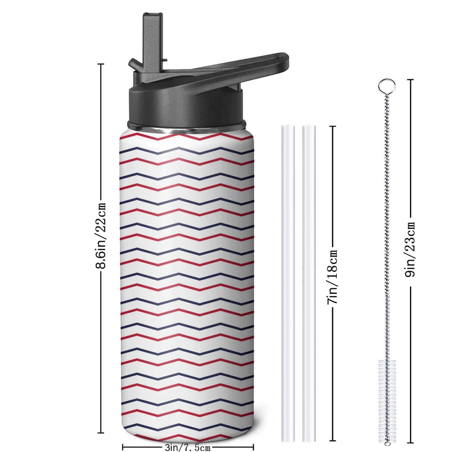 Christmas 18 oz Insulated Stainless Steel Water Bottle with Straw & Cleaning Brush , Leakproof, BPA-Free, 304 Stainless Steel, Wide Mouth, Travel Mug for Car, Gym, Office