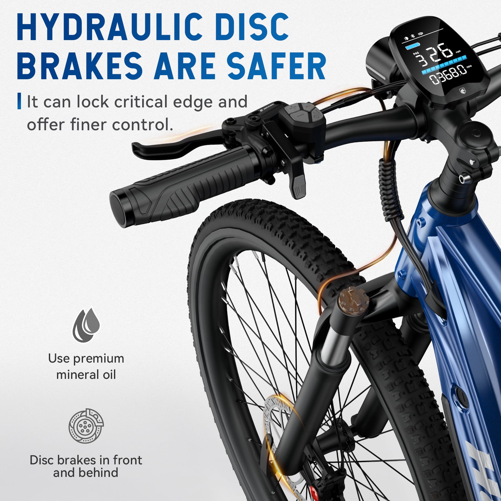 HOVSCO Electric Bike for Adults, 500W Peak Motor 20mph, 48V/15Ah, E-Mountain bicycle, UL2849, APP Control