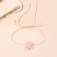 thumbnail image 4 of Gargantilla floral de terciopelo hecha a mano con diseño de cordones ajustables de 2 piezas, elegante collar de verano para bodas, fiestas y vacaciones, 4 of 5