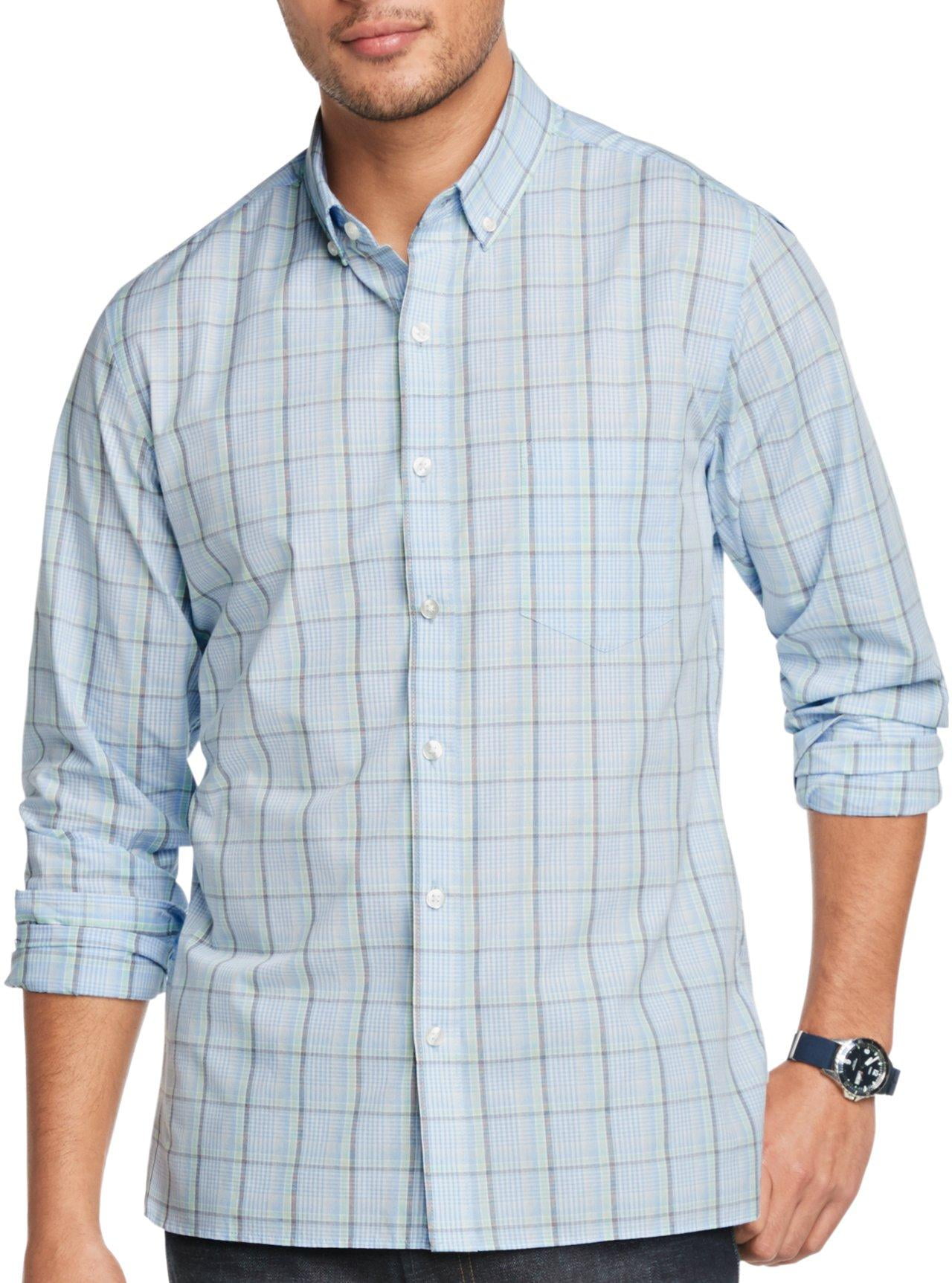 Van Heusen Mens Never Tuck Grid Print 