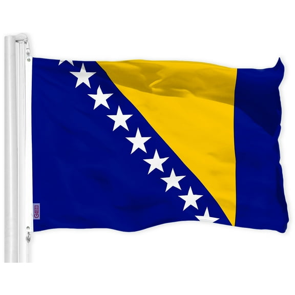 G128 Bosnia and Herzegovina Bosnian Herzegovinian‎ Flag | 3x5 Ft | Printed 150D Polyester - Indoor/Outdoor, Vibrant Colors, Brass Grommets, Much Thicker More Durable Than 100D 75D Polyester