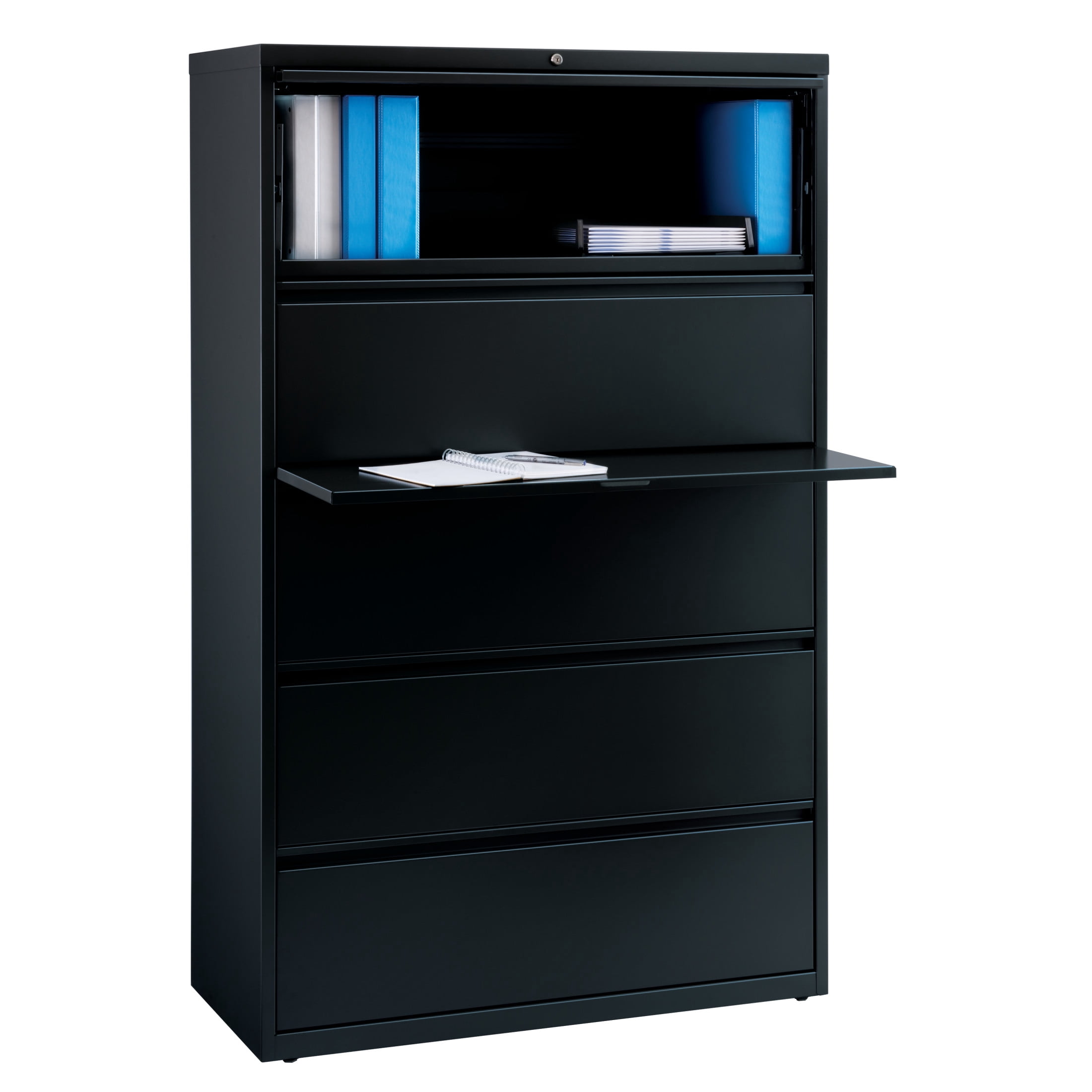 Hirsh 42 inch Wide 5 Drawer Metal Lateral File Cabinet for Home and Office, Holds Letter, Legal and A4 Hanging Folders, Black