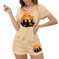 thumbnail image 4 of Qepwscx Women's Pajamas Sets 2 Piece Halloween Crew Neck Crop Short Sleeve Sleepwear Pjs + Elastic Waist Shorts Lightweight Shirt Graphic Tops Pajama Sets Summer Going Out Outfits Loungewear M-XL, 4 of 7