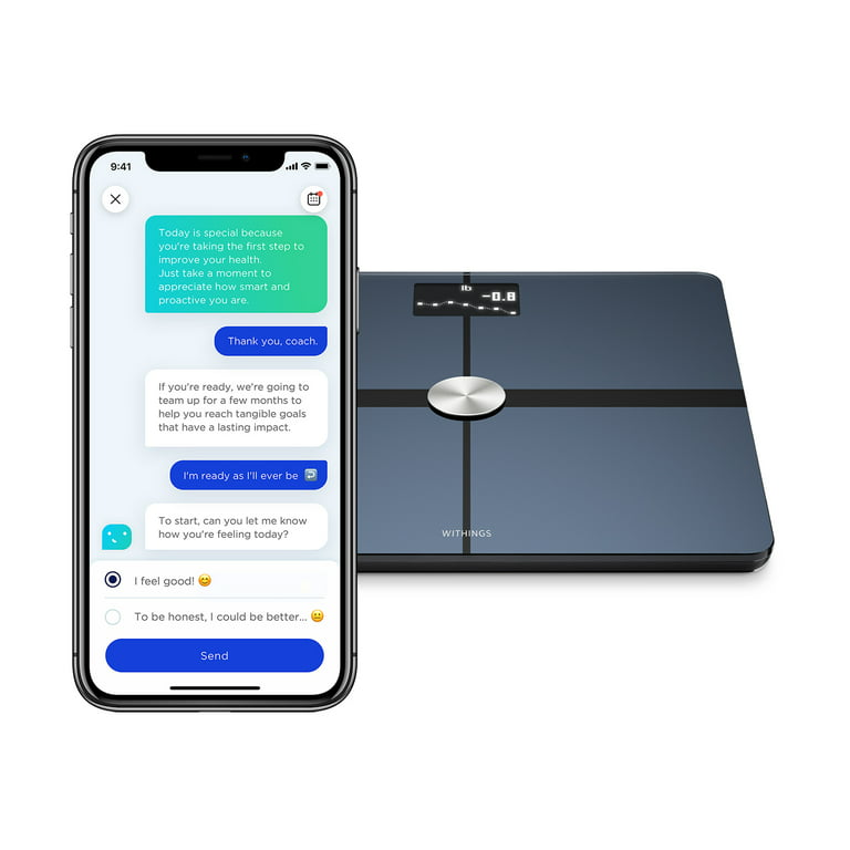 Withings Body+ - Digital Wi-Fi Smart Scale with Automatic Smartphone App  Sync, Full Body Composition Including, Body Fat, BMI, Water Percentage