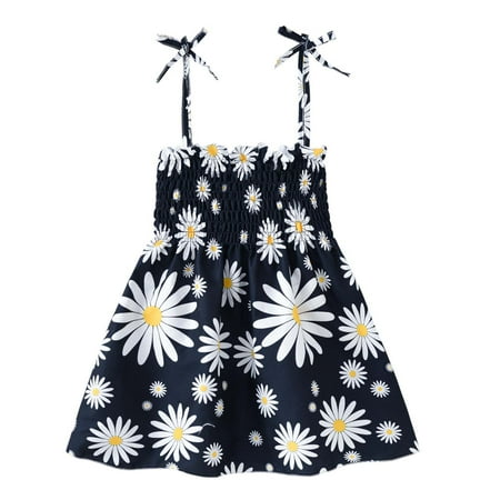 

REORIAFEE Girls A-line Swing Party Dress Ball Gown Sleeveless Sling Dress Graphic Print Dress Boho Sundress Graduation Dress Party Dress School Dress Sweet Dress Tutu Dress White 5-6 Years