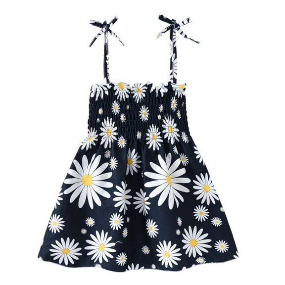 Summer Savings! Loopsun Summer Toddler Baby Girls Sleeveless Sling Dress Graphic Print Children's Clothing White 1-2 Years