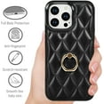 thumbnail image 5 of for iPhone 14 Pro Max Case Stand, Kickstand Mental Ring Elegant Luxury Leather for iPhone 14 Pro Max Case, Full Body Protection iPhone 14 Pro Max Case for Girls Women -Black, 5 of 14