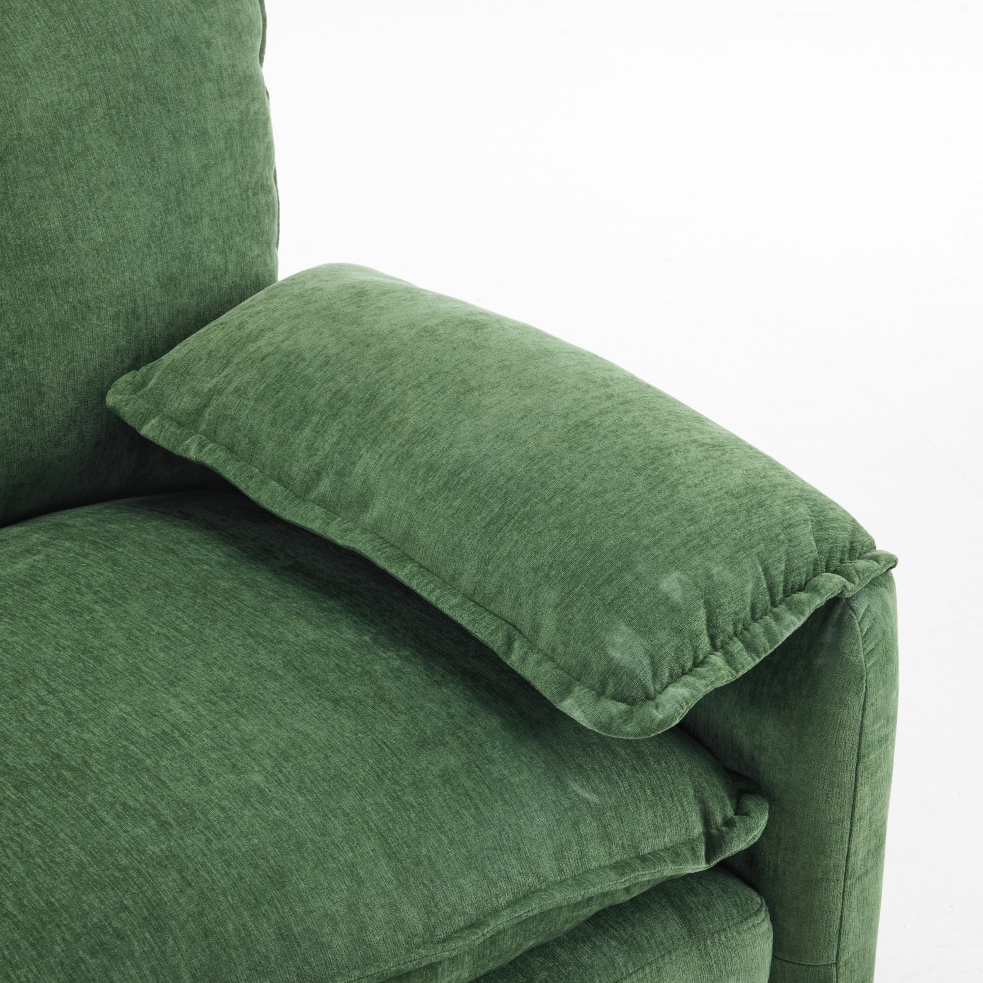 Oversized Chenille Armchair, 38" Upholstered Accent Chair with Thick Comfort Cushions and High Back for Living Room, Bedroom, Office,Green