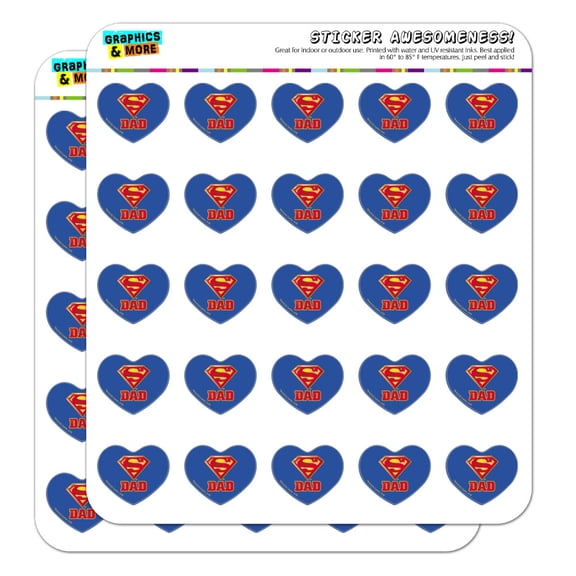 Superman Super Dad Shield Logo Heart Shaped Planner Calendar Scrapbook Craft Stickers