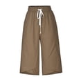 thumbnail image 4 of Capri Pants for Women Casual Cotton Linen Drawstring Lounge Pants Summer Loose Comfy Curved Hem Pants Pockets Ladies Comfy Plus Size 2026 Trendy Outfits Lightweight Cute Fashion Dressy Clothes, 4 of 6
