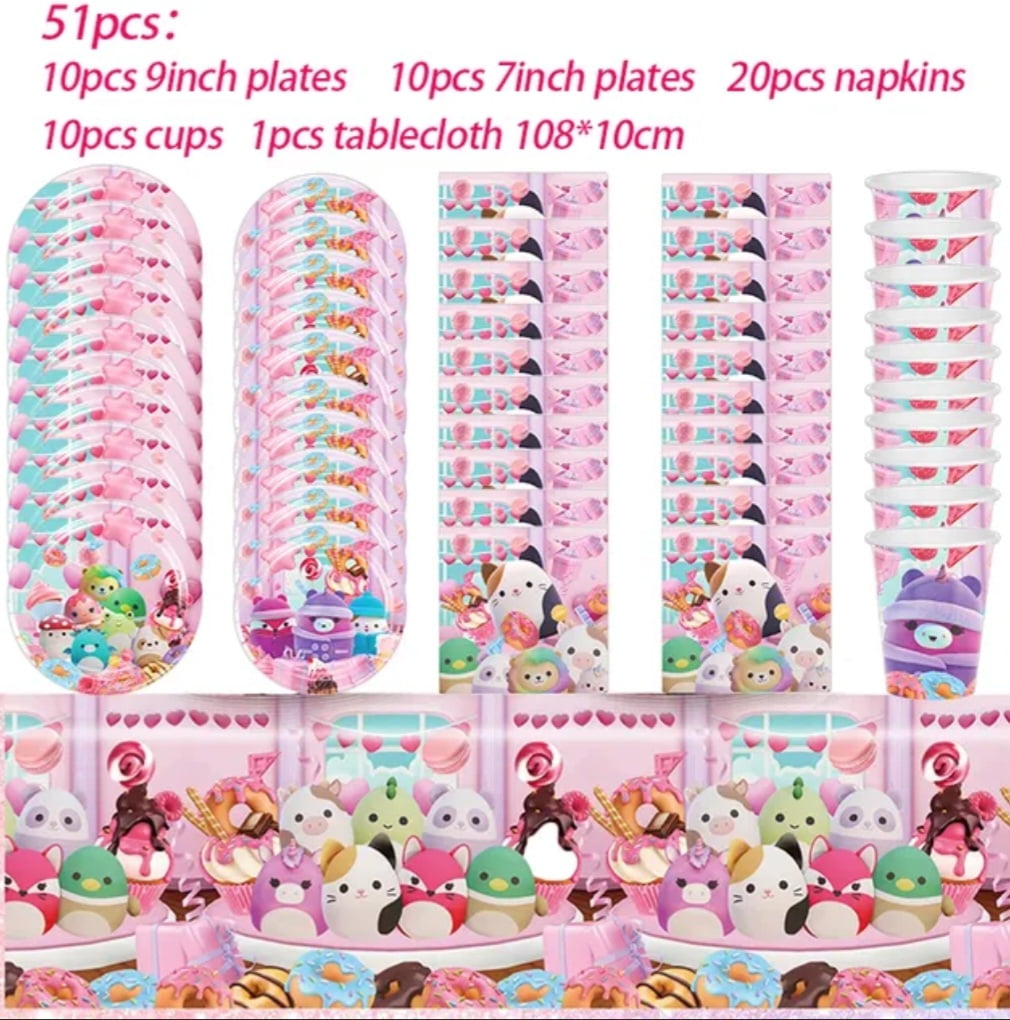 Squishmallow Birthday Party Supply Decoration Tableware 51 pcs USA