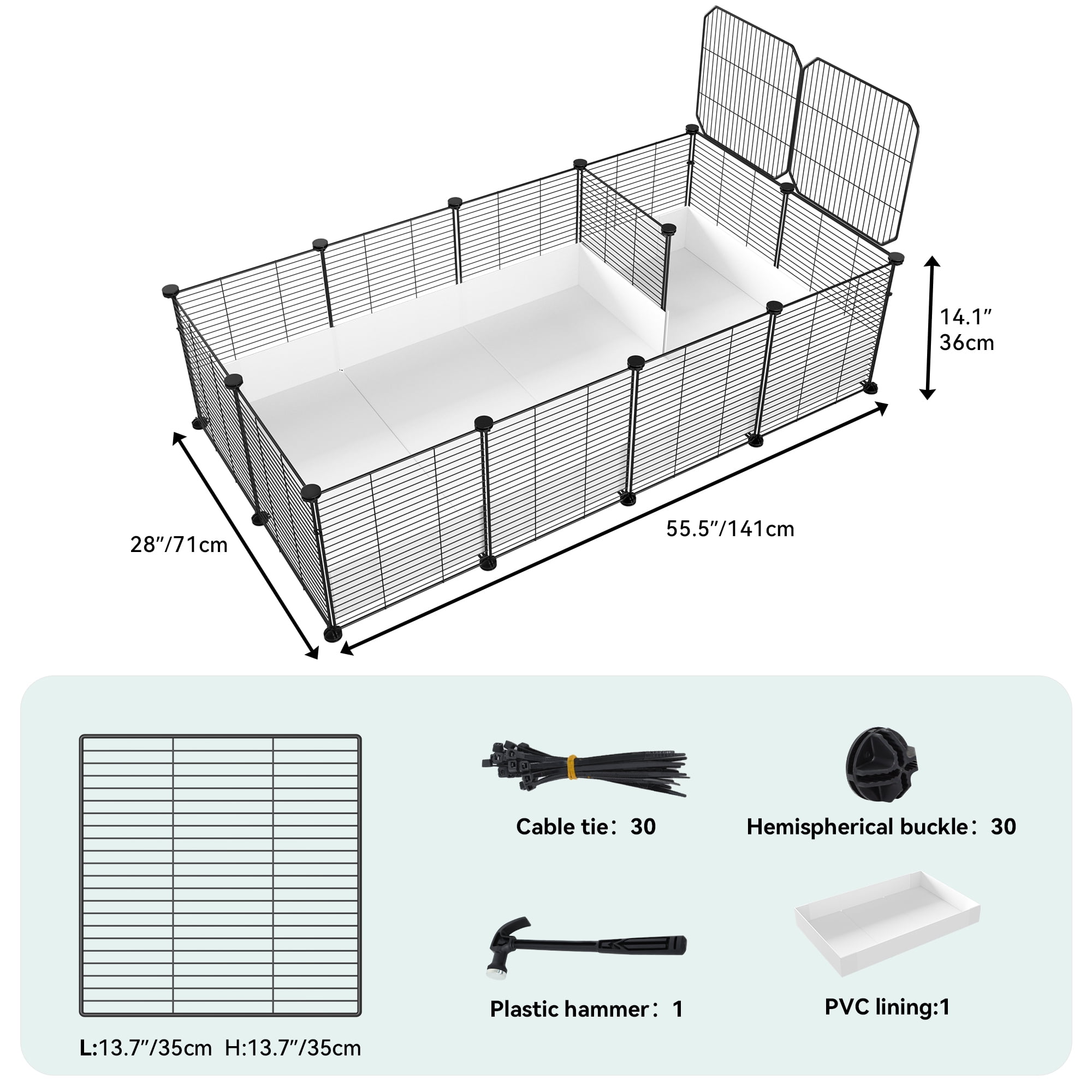 Dextrus Small Animal Cage,Indoor Guinea Pig Cage with Waterproof Plastic Liner, 4x2 Playpen for Chinchilla, and Hamster. Customize with DIY 24PCS Panels, creating a versatile and secure habitat fence
