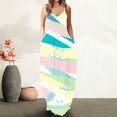 thumbnail image 1 of Puntoco Vestidos Mujer Verano Mujer Suelto Bolsillo Cuello En V Impresión Degradado Sin Mangas Suelto Casual Sling Vestido Largo, 1 of 4