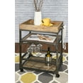 thumbnail image 5 of Powell Collin 3-Tier Rolling Bar Cart with Stemware Rack, Weathered Driftwood, 5 of 19