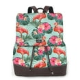 thumbnail image 1 of Easygdp Palm Leaves Flamingo Mochila de Cuero para Mujeres, Bolso de Hombro, Bolsos de Mano de Moda para Trabajo y Viajes, 1 of 4
