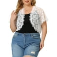 thumbnail image 5 of DARING DIVA Plus Size Sheer Shrug Floral Lace Shrugs Tops 4X White, 5 of 7