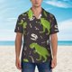 thumbnail image 2 of Balery Dinosaur Skeleton Camisas hawaianas de manga corta para hombre, camisas playeras de corte holgado, camisas de vacaciones con botones,3X-Large, 2 of 7