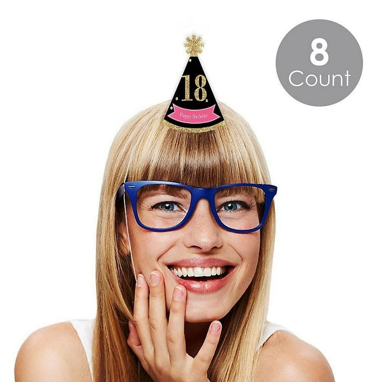 Big Dot of Happiness Chic 18th Birthday Pink, Black and Gold