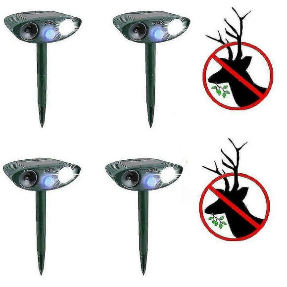 Ultrasonic Deer Repeller - 4 Pack - Solar Powered - Get Rid of Deer in 48 Hours
