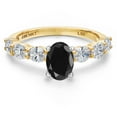 thumbnail image 3 of Gem Stone King 14K Two Tone Gold Black Sapphire and Lab Grown Diamond Engagement Ring for Women | 2.00 Cttw | Oval 7X5MM | Gemstone September Birthstone | Size 9, 3 of 6