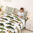 thumbnail image 3 of Castle Fairy Panfish Tile Bed Sheets 4-Piece,Mixed Bass White Pattern Full Size Sheets,Moss White,1 Fitted Sheet,1 Flat Sheet and 2 Pillowcases, 3 of 6
