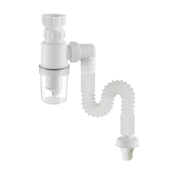 Kit de tubería de desagüe de fregadero - Plástico ABS, antisifón y ajustable, para evitar olores en el fregadero del baño