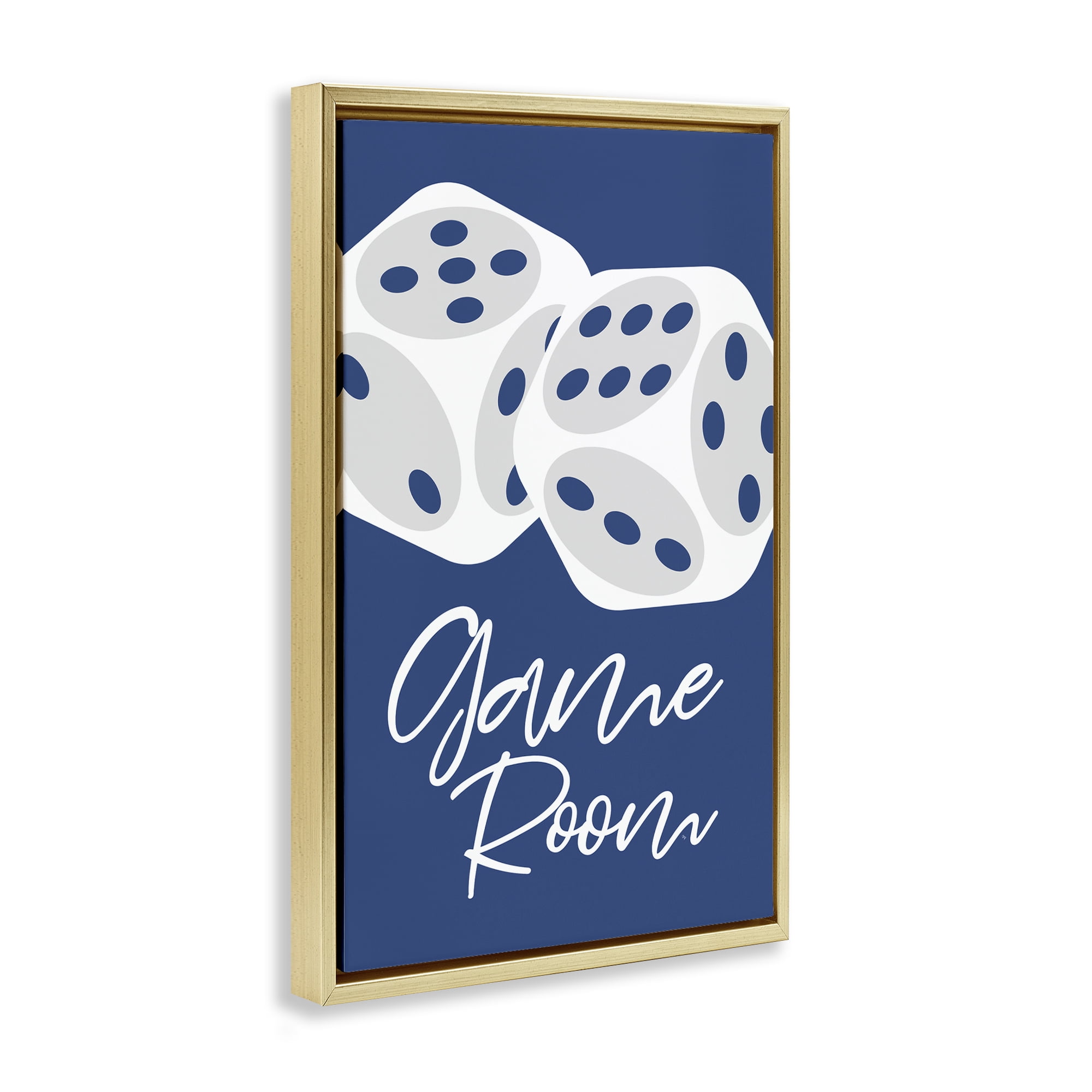 Stupell Industries Game Room with Dice Entertainment Painting Gold Floater Framed Canvas Art Print Wall Art, 21 x 31