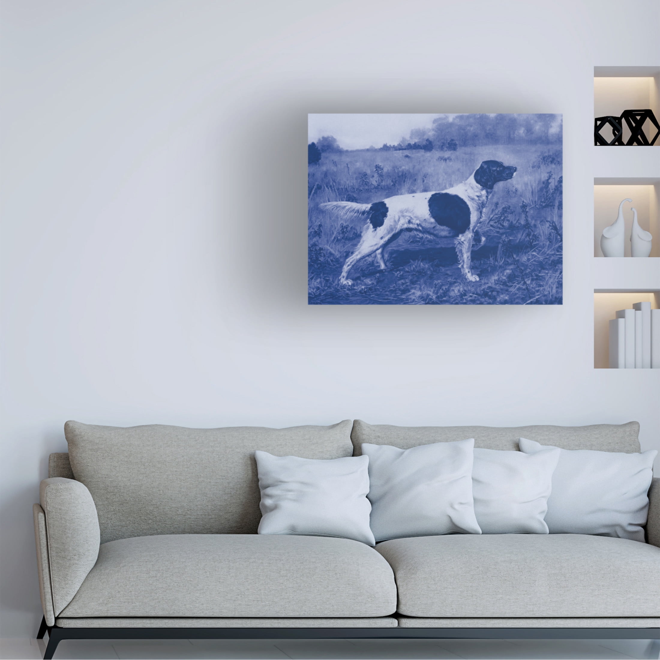 Canvas Wall Art - Vision Studio 'Antique Blue Dogs I' Wall Art for Living Room, Bedroom, or Office Décor by Trademark Fine Art - 19 x 14 Inches