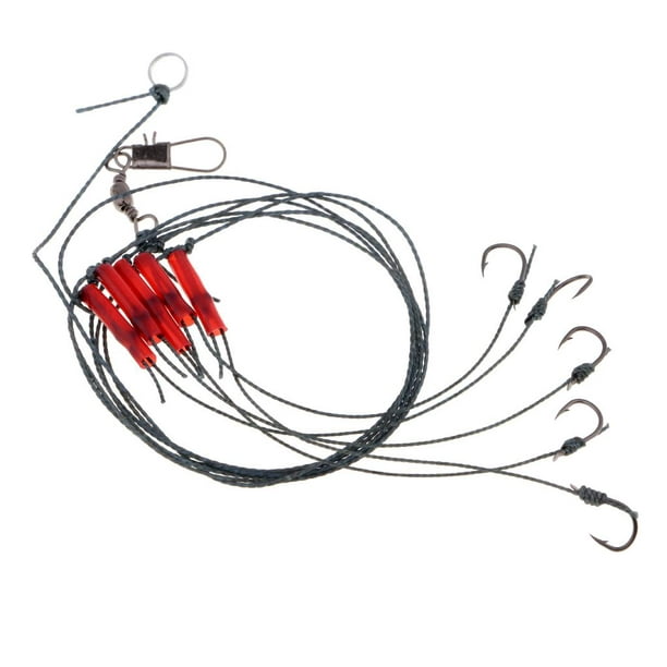 Sharp Barbed Hook Rigging with Hooks 4 PE Ropes Marine Fishing 7 