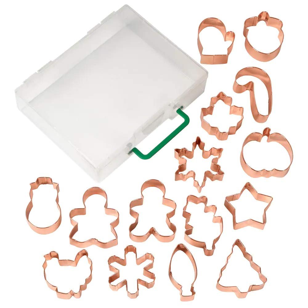 Set of 2 Copper Snowflake Cookie Cutter Christmas Biscuit Pastry Cutter