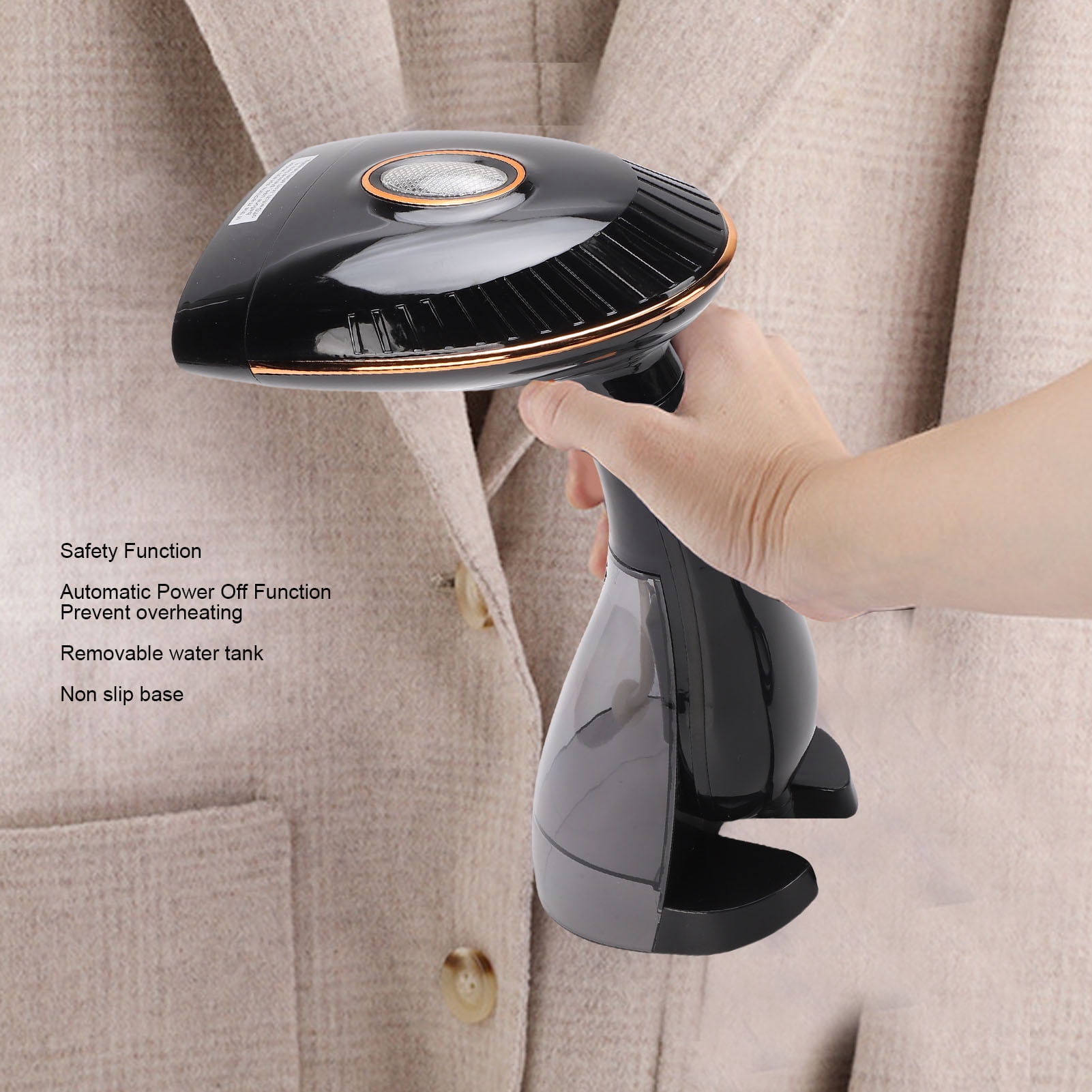 Riousery Handheld Steam Iron 45s Fast Heating 288ML Detachable Water Tank, Portable Foldable Steam Ironing Machine (11.8 x 9.1 inches / 30 x 23 cm) with Auto Shut-Off for Home Travel Use, Black