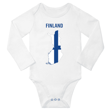 

Finland Flag Map Baby Long Slevve Romper (White 18-24 Months)