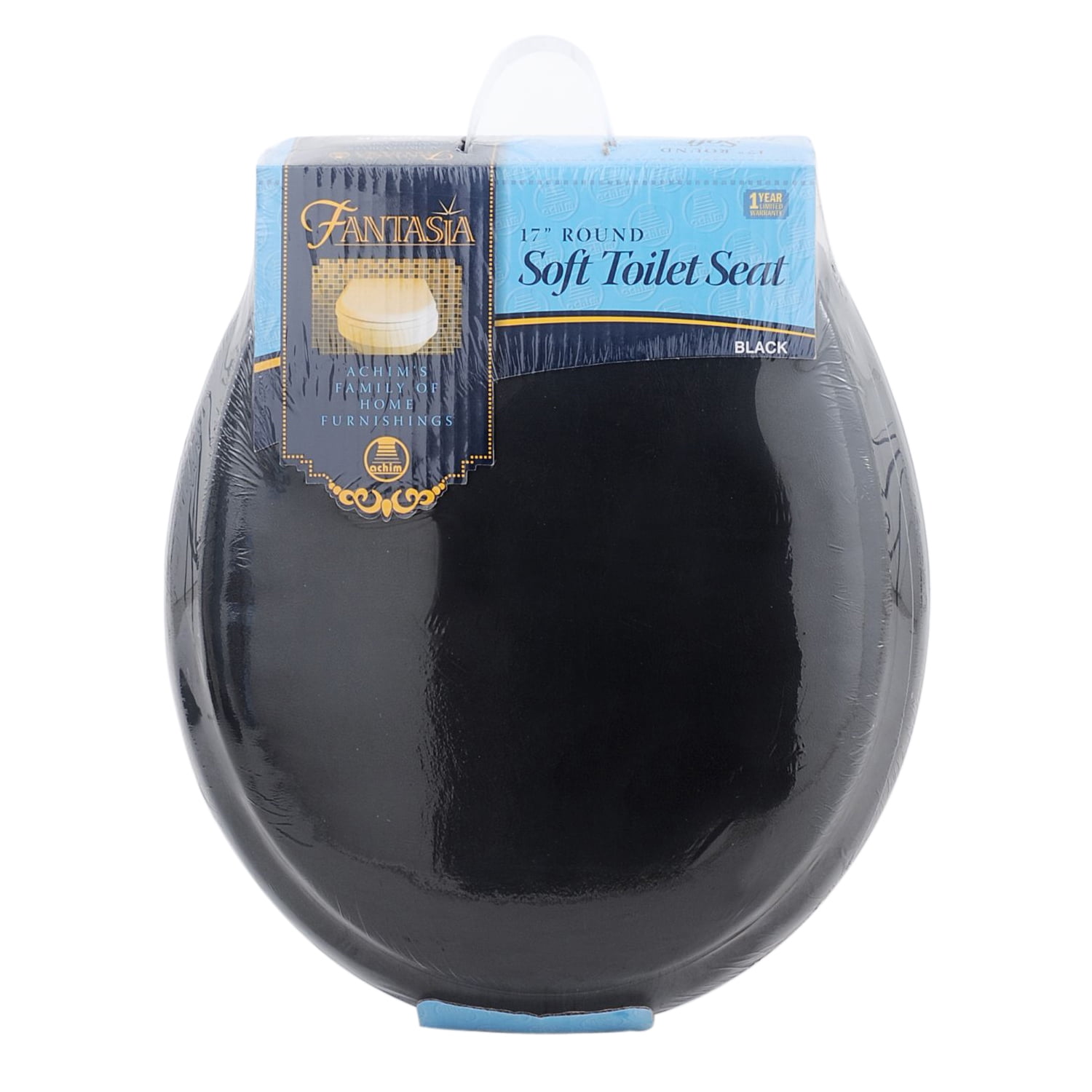 Park Avenue Collection Fantasia 17 Inch Black Soft Standard Vinyl Toilet Seat