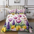 thumbnail image 1 of Erosebridal Teens Lavender Coverlet Set King, Colorful Flower 02, Butterfly Decor, 1 of 5
