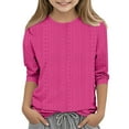 thumbnail image 2 of TFEOQRY Children Girls Solid Color Blouses Fashion Long Sleeve Round Neck Tops Shirt, 2 of 5
